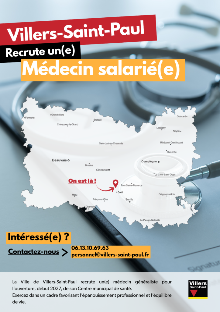 Villers-Saint-Paul (Oise) recherche un(e) médecin généraliste salarié(e) !